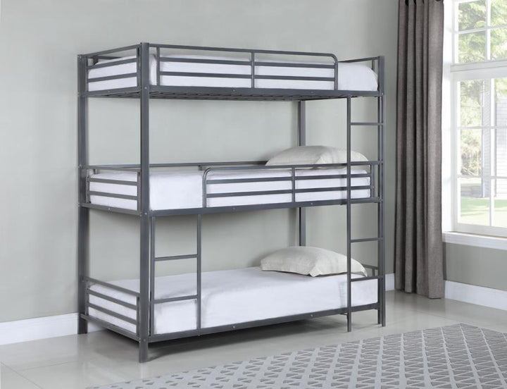 Maynard - Metal Twin Triple Bunk Bed - Gunmetal