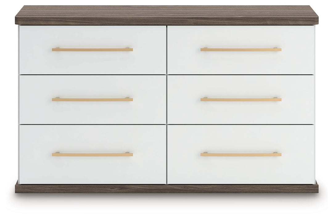 Kendanport - 3 Pc. - Dresser And 2 Nightstands - Brown / White