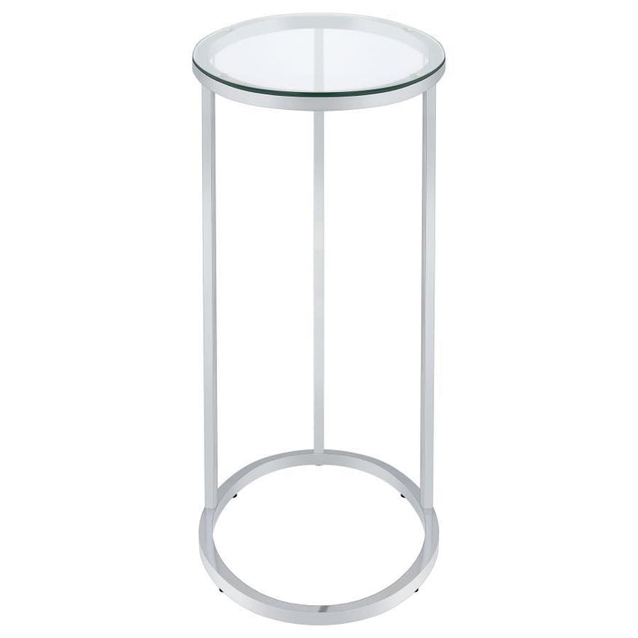 Kyle - Oval Glass Top C-Shaped Sofa Side Table - Chrome