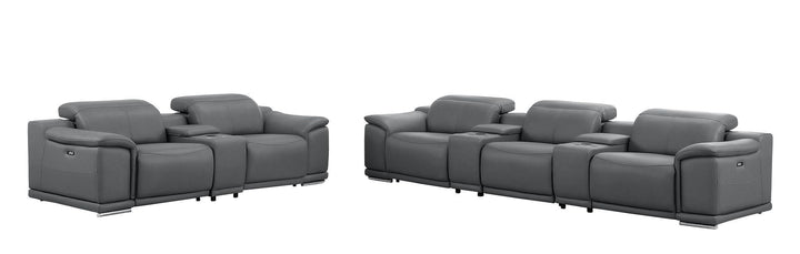 2679 - Power Reclining Sofa And Loveseat In Genuine Leather (5 Recliners With Power Headrests &amp; 3 Consoles)