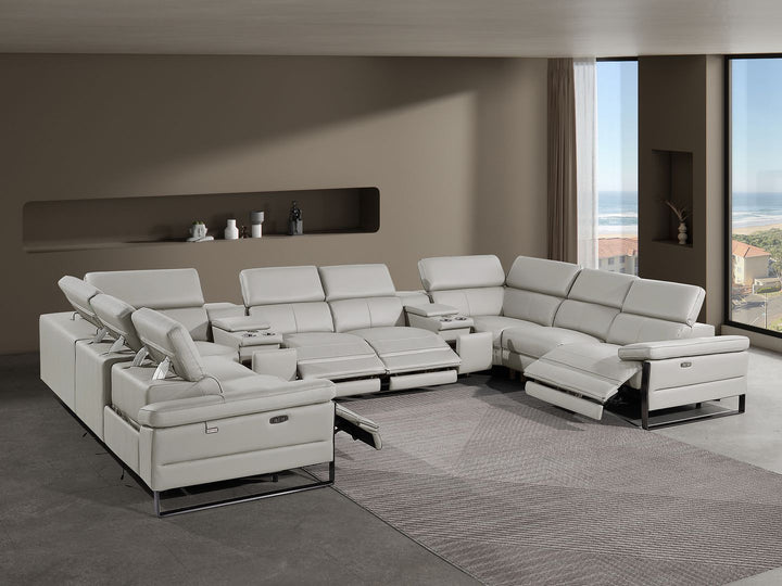 1246 - 10-Piece U-Shaped Modular Power Reclining Sectional With 4 Power Recliners And Power Headrests