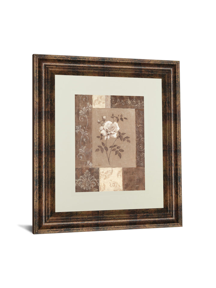 Single Rose By Vivian Flasch - Framed Print Wall Art - Light Brown