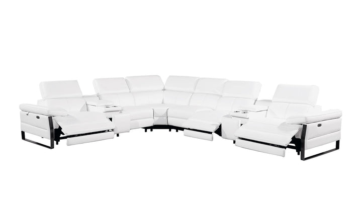1246 - 8-Piece L-Shaped Modular Power Reclining Sectional With 3 Power Recliners And Power Headrests
