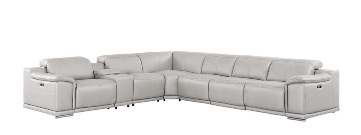 2679 - 7-Piece L-Shaped Power Reclining Sectional In Genuine Leather (4 Recliners)