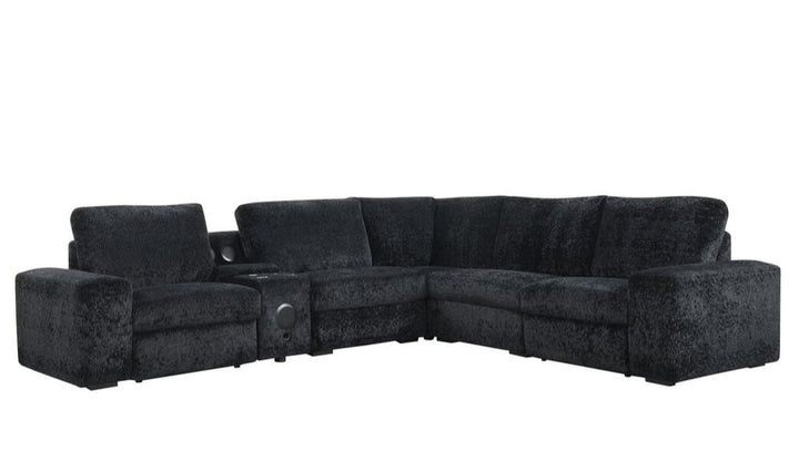 Amelia Black Power Reclining Sectional (w/ Bluetooth Speakers)