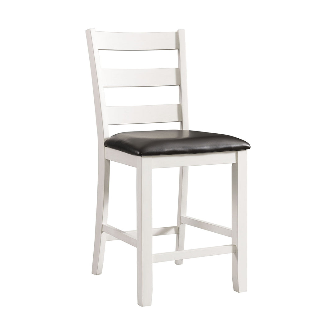 Martin - Counter Side Chair With Black PU (Set of 2) - White Finish