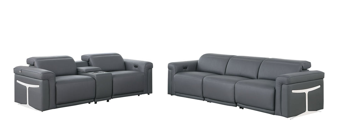 1126 - 6-Piece Modular Power Reclining Sofa And Console Loveseat Set In With 5 Power Recliners &amp; Power Headrests