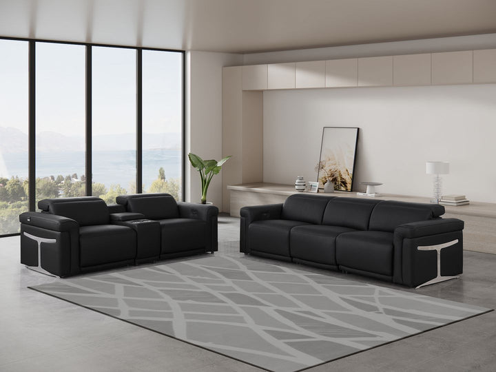 1126 - 6-Piece Modular Power Reclining Sofa And Console Loveseat Set In With 5 Power Recliners & Power Headrests