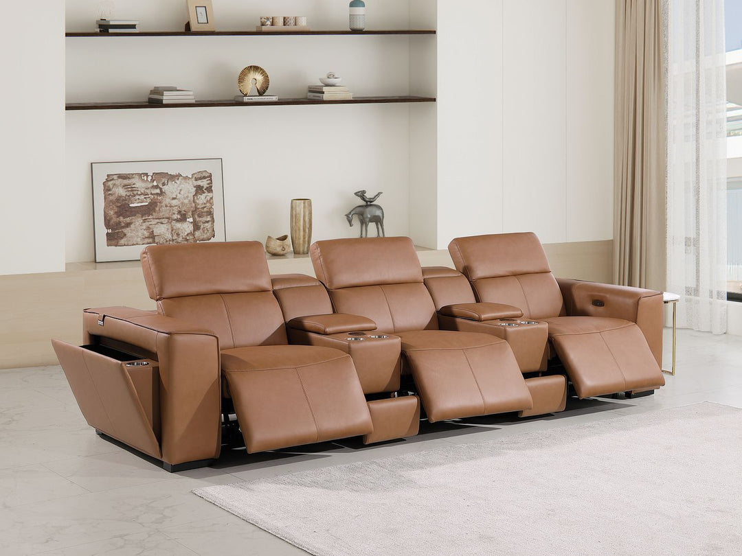 1224 - 5-Piece Modular Power Reclining Sofa In With 3 Power Recliners &amp; Power Headrests