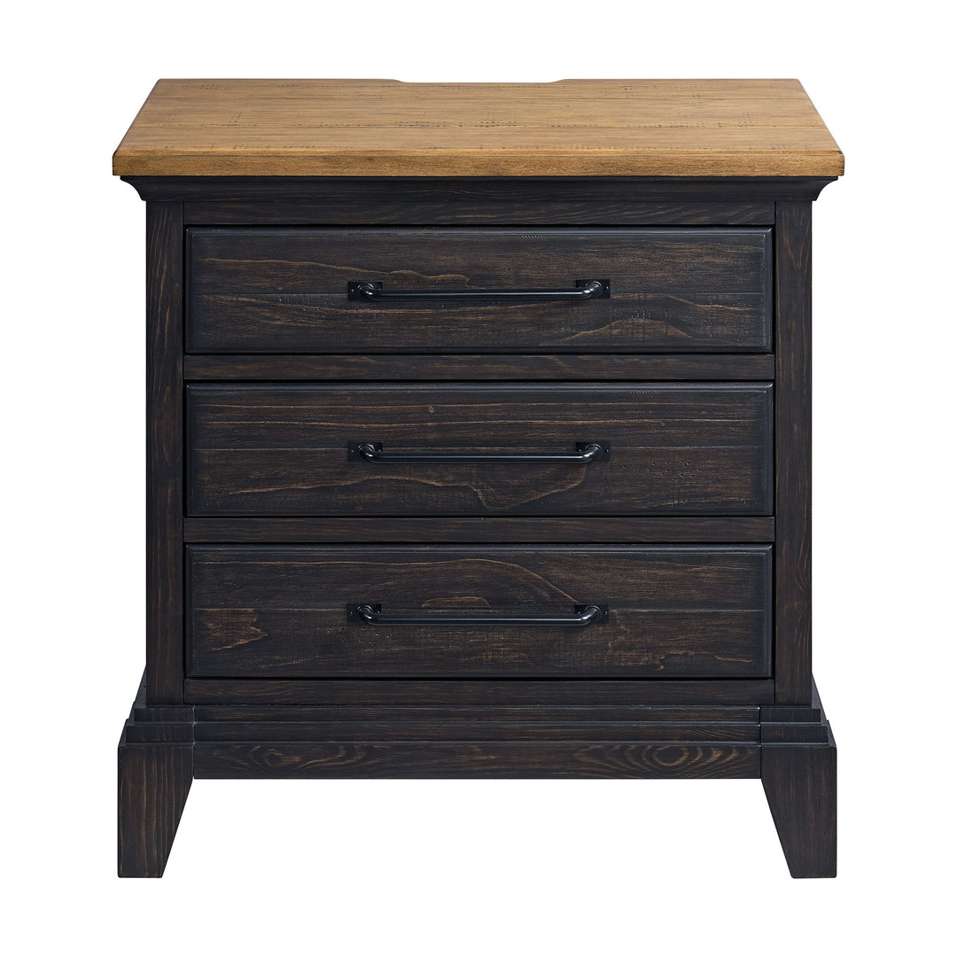 Montrose - Nightstand With Charger &amp; Sensor Light - Espresso &amp; Brown