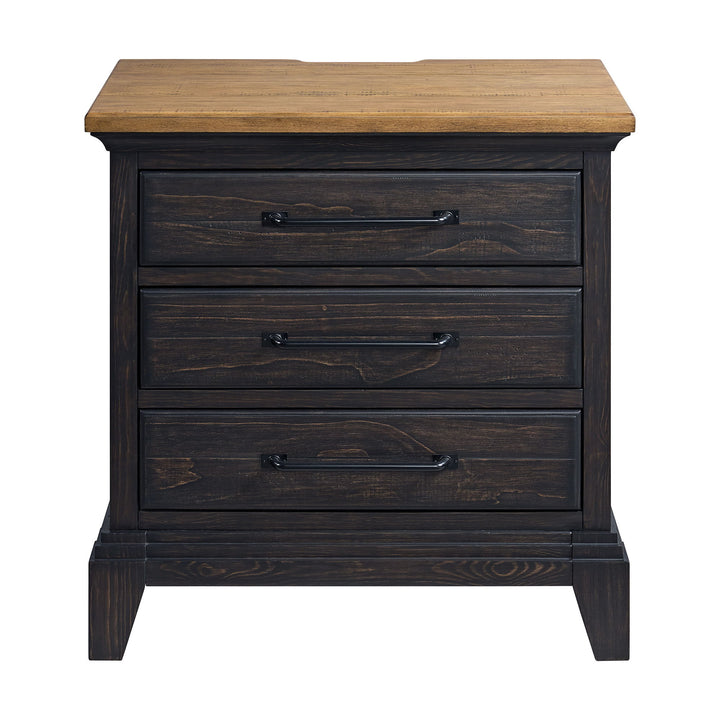 Montrose - Nightstand With Charger &amp; Sensor Light - Espresso &amp; Brown