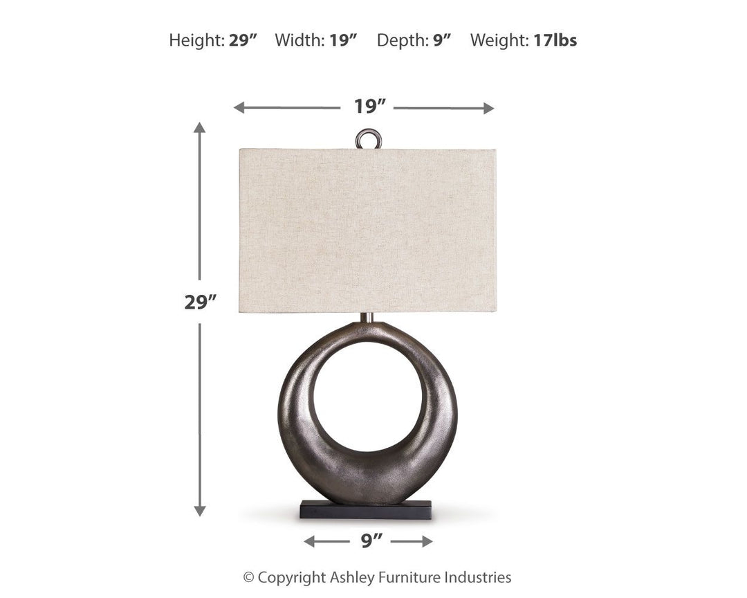 Saria - Metal Table Lamp  - Antique Silver Finish