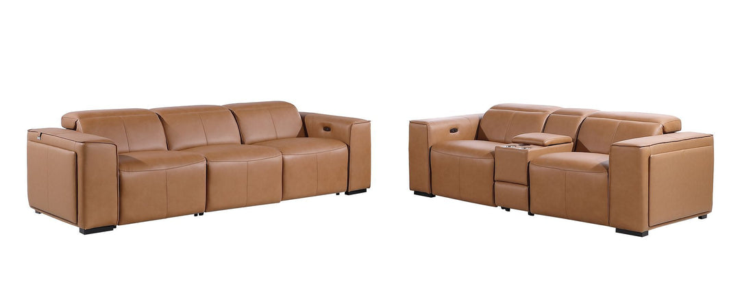 1224 - 6-Piece Modular Power Reclining Sofa And Console Loveseat Set In With 5 Power Recliners &amp; Power Headrests