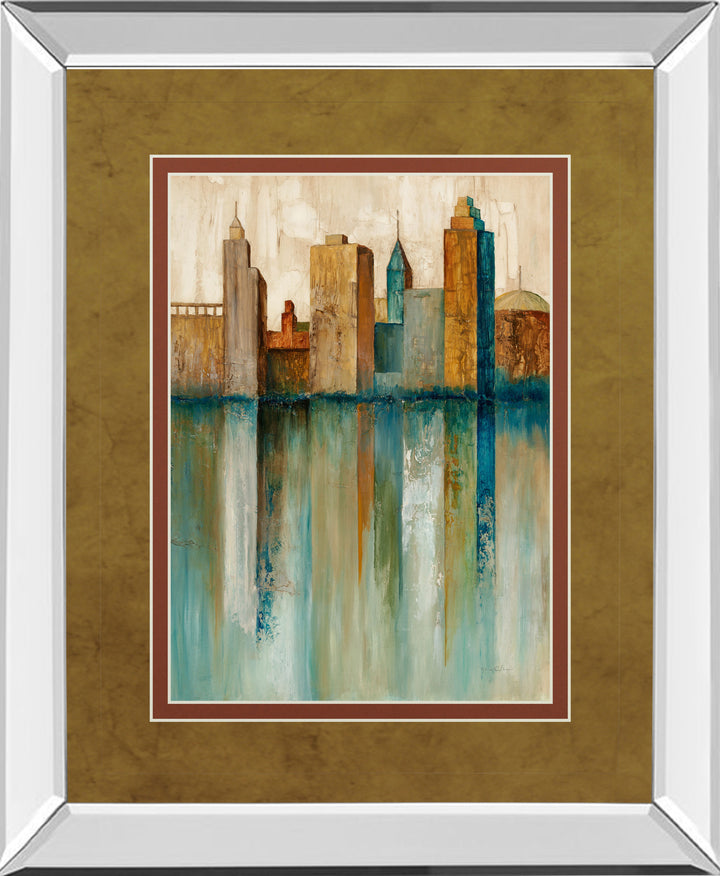 City View Il By Norm Olson - Mirror Framed Print Wall Art - Green