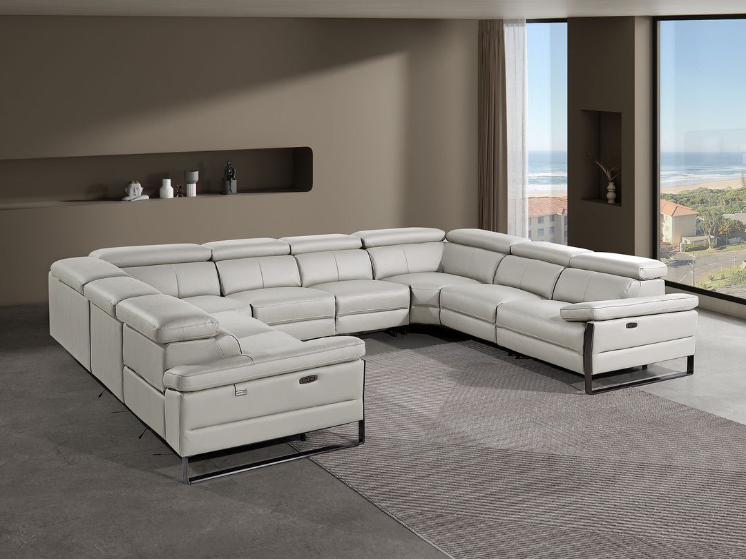 1246 - 8-Piece U-Shaped Modular Power Reclining Sectional With 4 Power Recliners And Power Headrests