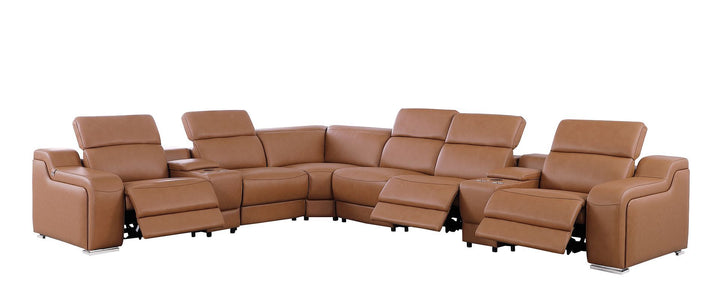 1116 - 8-Piece L-Shaped Sectional Sofa In With 3 Power Recliners &amp; Power Headrests