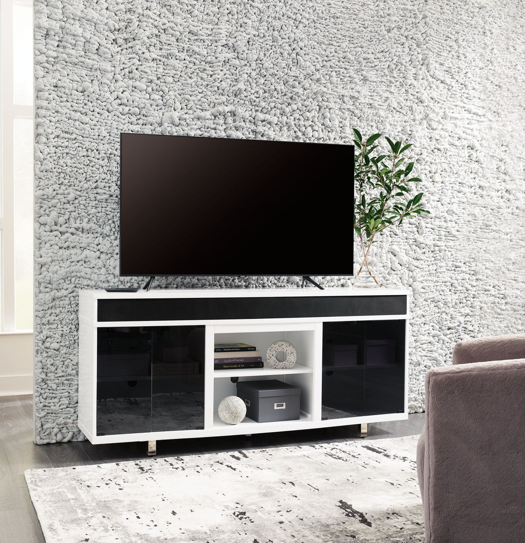 Gardoni - White / Black - XL TV Stand With Fireplace Option