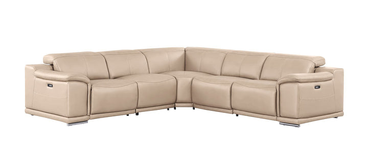 2679 - 5-Piece L-Shaped Power Reclining Sectional In Genuine Leather (3 Recliners)