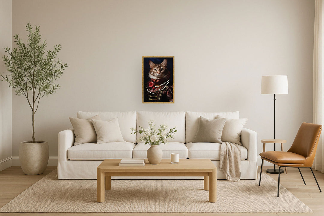 Regal Feline Rose - 17" x 25" Framed Wall Art