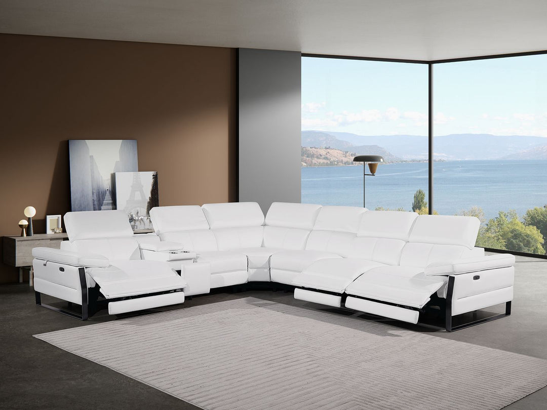 1246 - 7-Piece L-Shaped Modular Power Reclining Sectional With 3 Power Recliners And Power Headrests