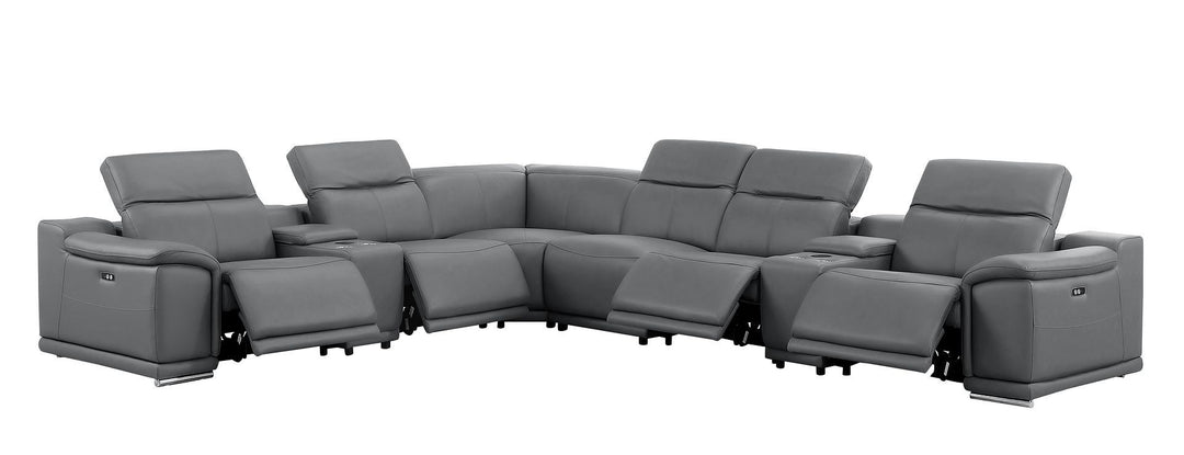 2679 - 8-Piece L-Shaped Power Reclining Sectional In Genuine Leather (4 Recliners)
