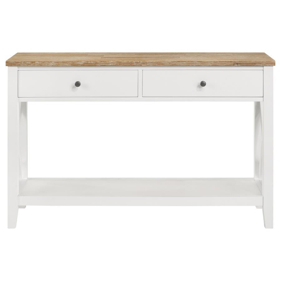 Hollis - 2-Drawer Wood Entryway Console Table - Brown And White