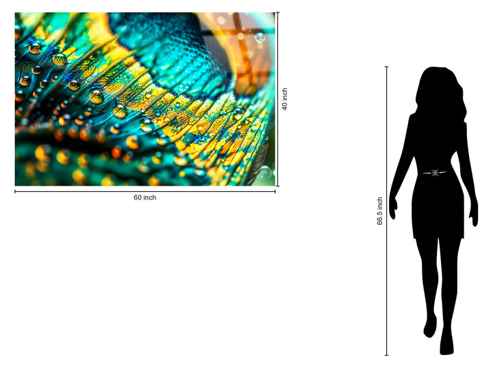 Iridescent Plumage Tempered Glass With Foil &amp; Rhinestones - Teal / Aqua