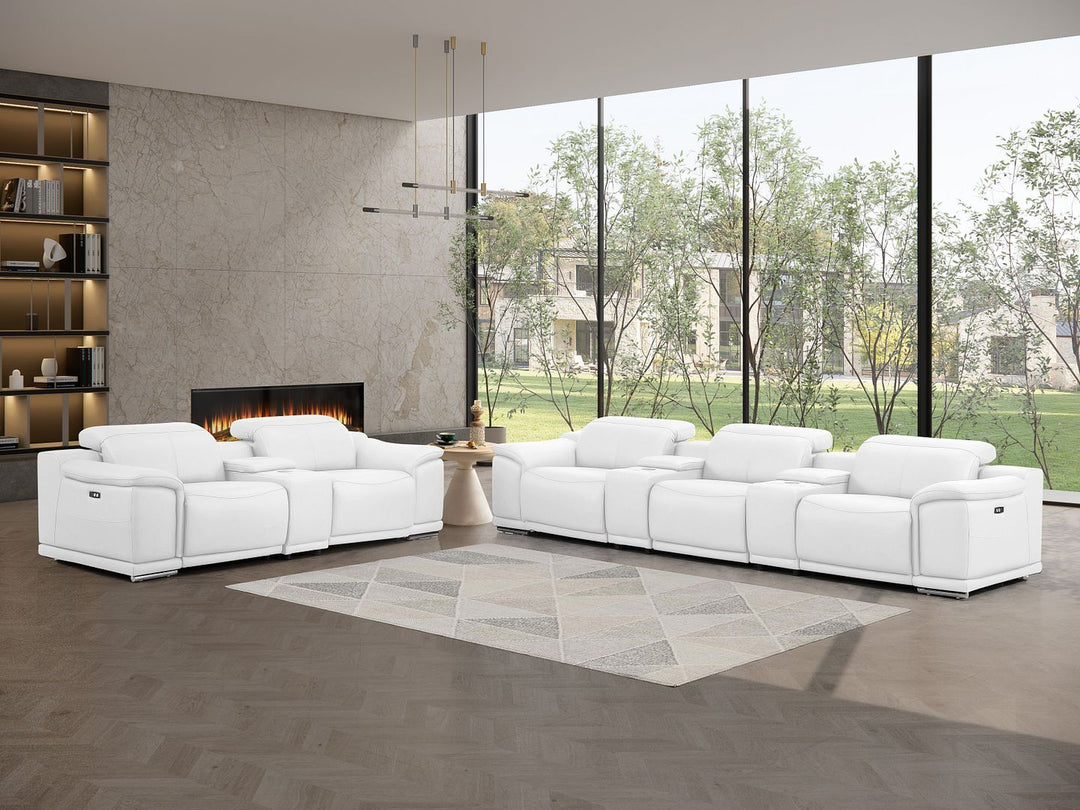 2679 - Power Reclining Sofa And Loveseat In Genuine Leather (5 Recliners With Power Headrests &amp; 3 Consoles)