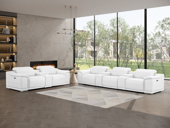 2679 - Power Reclining Sofa And Loveseat In Genuine Leather (5 Recliners With Power Headrests &amp; 3 Consoles)