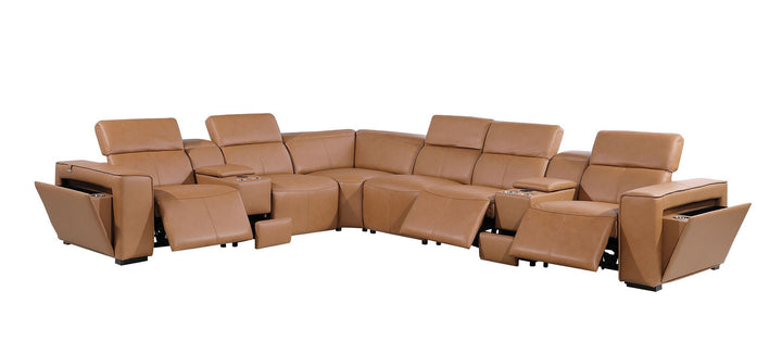1224 - 8-Piece L-Shaped Sectional Sofa In With 3 Power Recliners &amp; Power Headrests