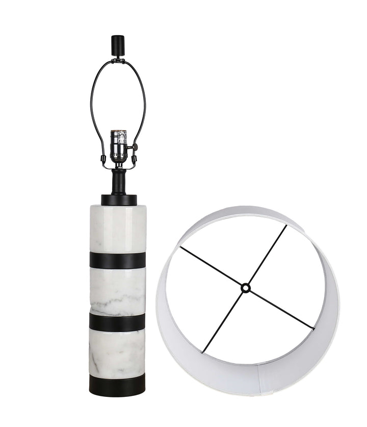 "Marble Harmony" Marble Table Lamp - White Marble / Matte Black
