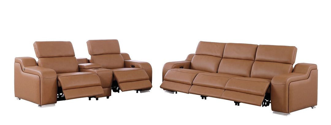 1116 - 6-Piece Modular Power Reclining Sofa And Console Loveseat Set In With 5 Power Recliners &amp; Power Headrests