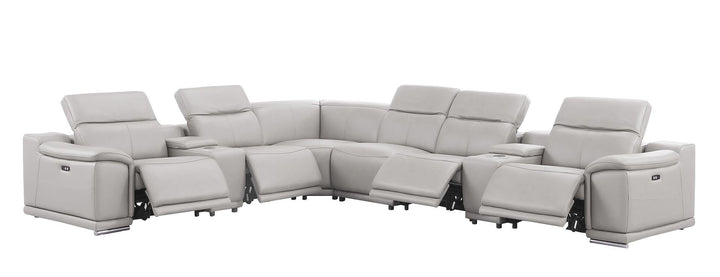 2679 - 8-Piece L-Shaped Power Reclining Sectional In Genuine Leather (4 Recliners)