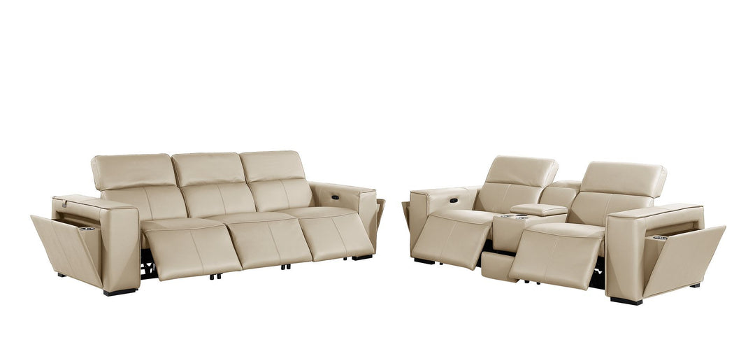 1224 - 6-Piece Modular Power Reclining Sofa And Console Loveseat Set In With 5 Power Recliners &amp; Power Headrests