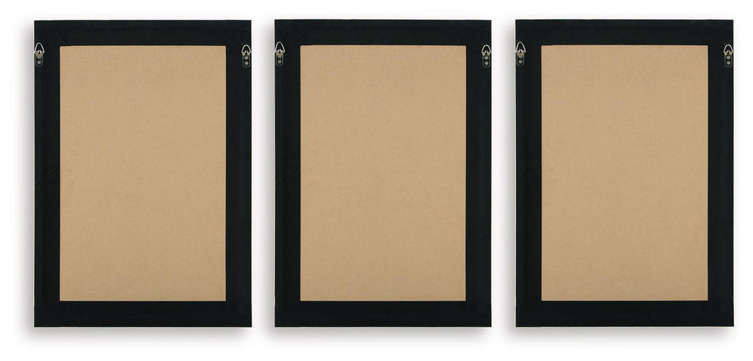 Huddwick - Wall Art Set (Set of 3) - Linen / Black