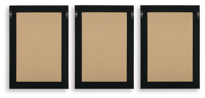 Huddwick - Wall Art Set (Set of 3) - Linen / Black