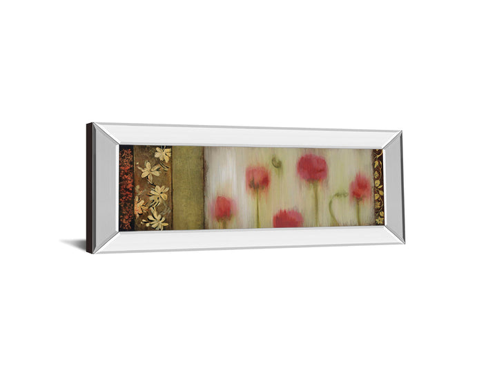 Rain Flower Il By Dysart - Mirror Framed Print Wall Art - Beige