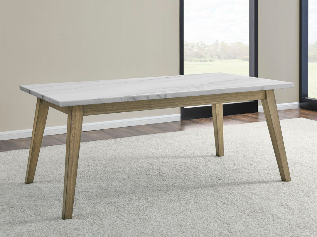 Vida - White Marble Top Dining Table - Dark Brown