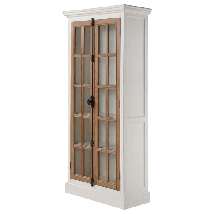 Tammi - 2 Door Wood Tall Cabinet Distressed White And Brown - Distressed White And Brown