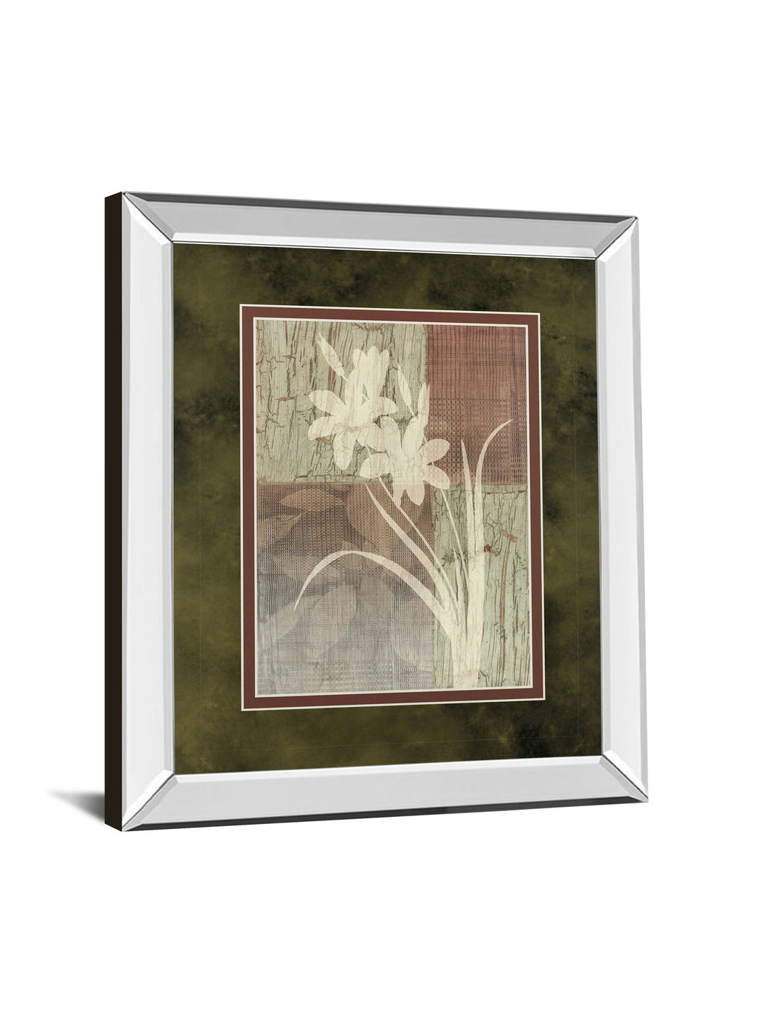 Lily Silhouette By Various - Mirror Framed Print Wall Art - Light Brown