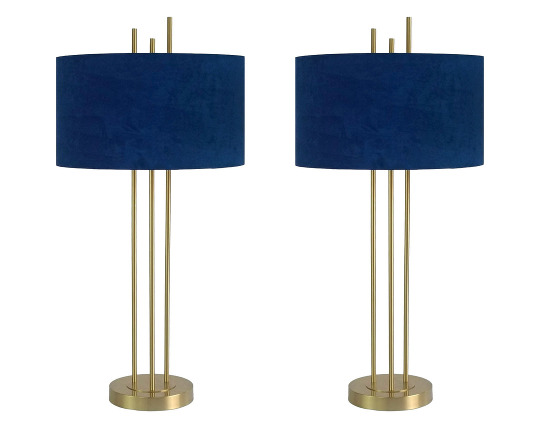 "Velvet Radiance" Metal Table Lamp (Set of 2) - Plated Gold Fiish
