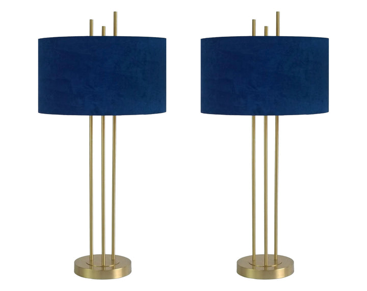 "Velvet Radiance" Metal Table Lamp (Set of 2) - Plated Gold Fiish