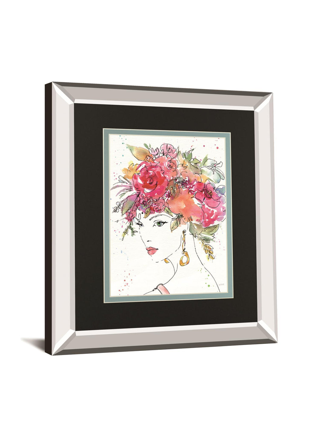 Floral Figures II By Anne Tavoletti Mirrored Frame - Pink