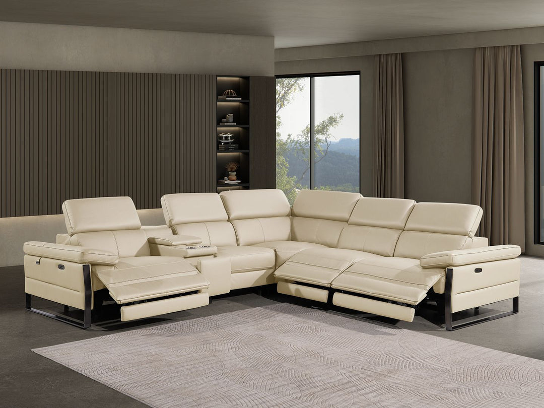 1246 - 6-Piece L-Shaped Modular Power Reclining Sectional With 3 Power Recliners And Power Headrests