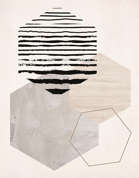 Hexagonal Display II By Daniela Santiago (Framed Small) - Beige