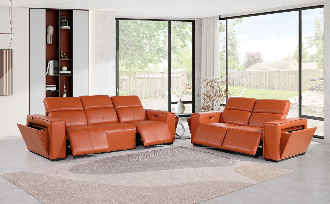 1224 - 5-Piece Modular Power Reclining Sofa And Loveseat Set In With 4 Power Recliners &amp; Power Headrests