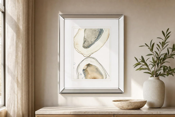 Ocean Oysters II By June Erica Vess, Mirrored Frame - Gray