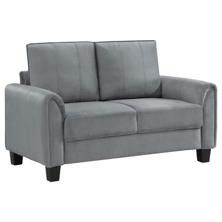 Davis - Upholstered Rolled Arm Loveseat - Gray