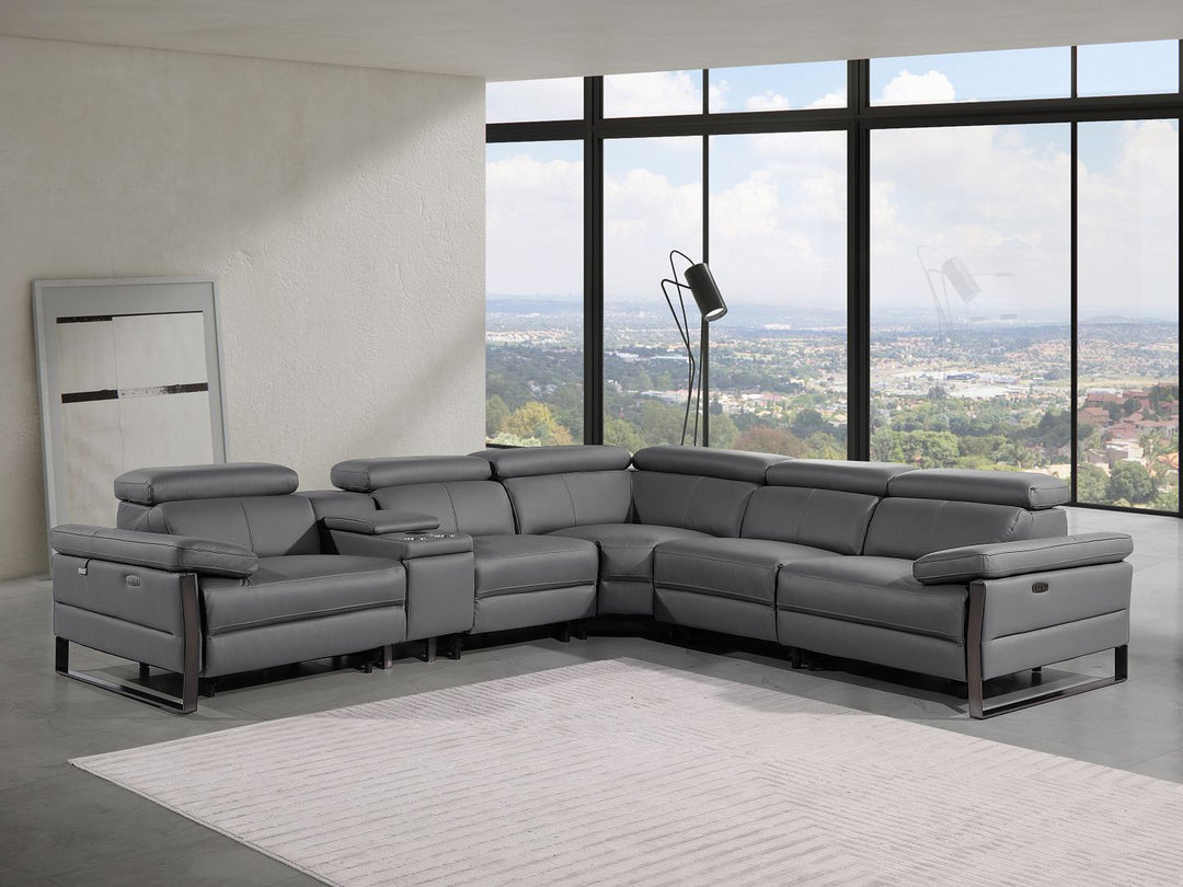 1246 - 6-Piece L-Shaped Modular Power Reclining Sectional With 3 Power Recliners And Power Headrests