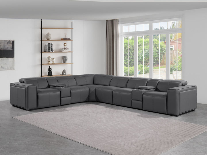 1224 - 8-Piece L-Shaped Sectional Sofa In With 3 Power Recliners & Power Headrests